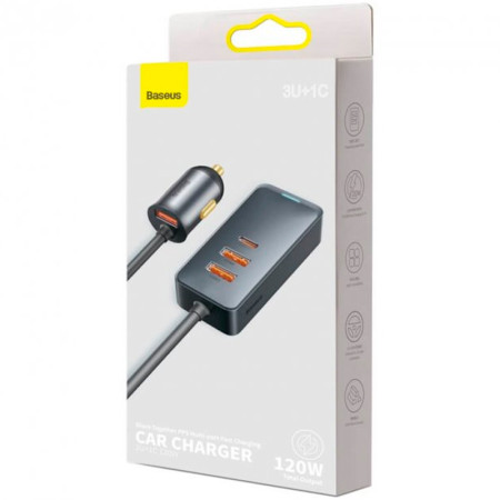 Автомобильное зарядное устройство Baseus (3USB+1Type-C) Share Together Extension Cord 120W(CCBT-B0G)(Серый)