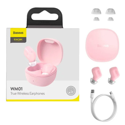 Беспроводные Наушники Bluetooth Baseus Encok True Wireless Earphones WM01 (NGWM01-04) Pink