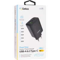 Мережеве зарядний пристрій Gelius Power Pulse 65W GP-HC057 USB+2Type-C (QC/PD/PPS) Black