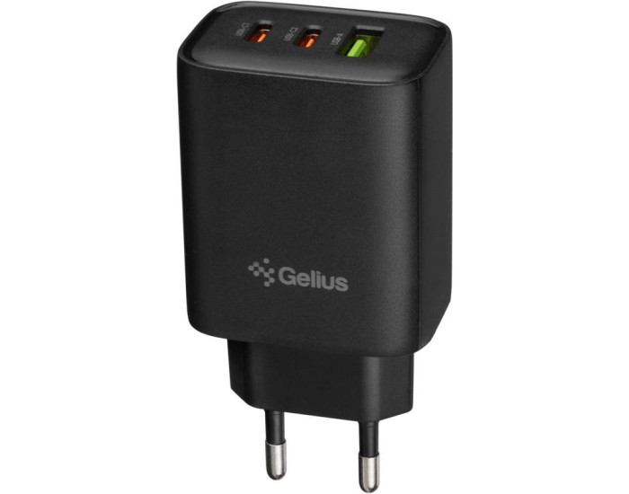 Мережеве зарядний пристрій Gelius Power Pulse 65W GP-HC057 USB+2Type-C (QC/PD/PPS) Black