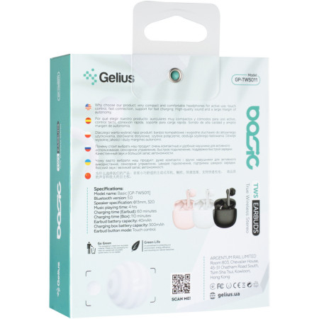 Беспроводные наушники Bluetooth Headset Gelius Pro Basic GP-TWS011 (Розовый / Pink)