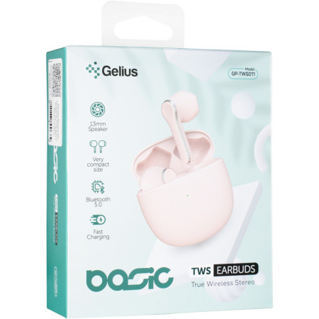 Беспроводные наушники Bluetooth Headset Gelius Pro Basic GP-TWS011 (Розовый / Pink)