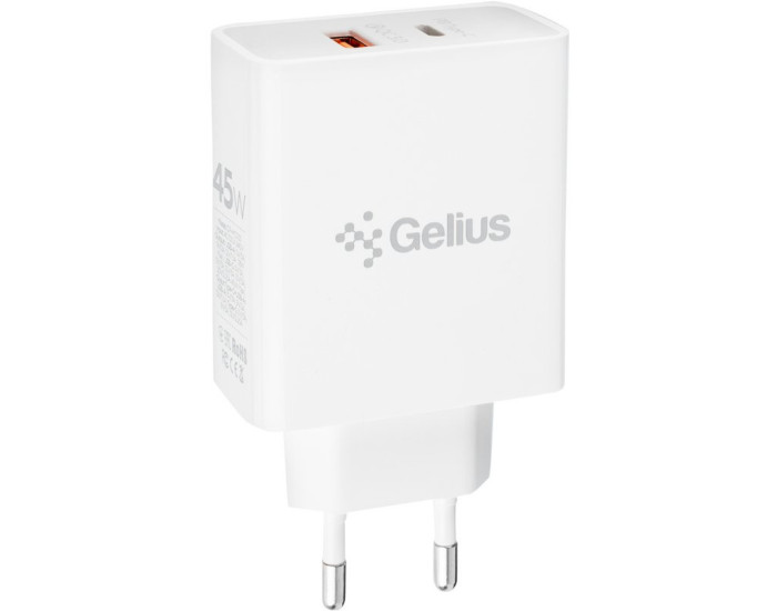 Мережеве зарядний пристрій Gelius X-Duo PRO (GP-HC053) з кабелем (Type-C/Type-C) (45W) Білий