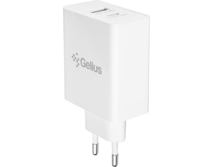 Мережеве зарядний пристрій Gelius X-Duo PRO (GP-HC053) з кабелем (Type-C/Type-C) (45W) Білий