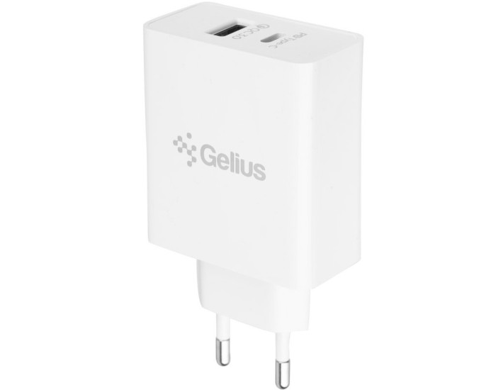 Мережеве зарядний пристрій Gelius X-Duo PRO (GP-HC053) з кабелем (Type-C/Type-C) (45W) Білий