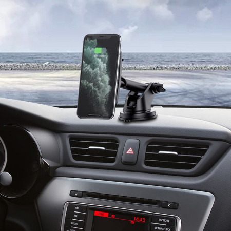Автодержатель магнитный с безпроводной зарядкой Borofone BH35 (Wireless Charger) (Черный / Black)