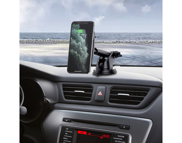 Автотримач магнітний з безпровідний зарядкою Borofone BH35 (Wireless Charger) (Чорний / Black)