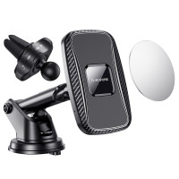 Автодержатель магнитный с безпроводной зарядкой Borofone BH35 (Wireless Charger) (Черный / Black)