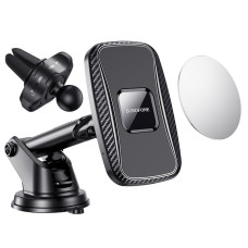 Автотримач магнітний з безпровідний зарядкою Borofone BH35 (Wireless Charger) (Чорний / Black)