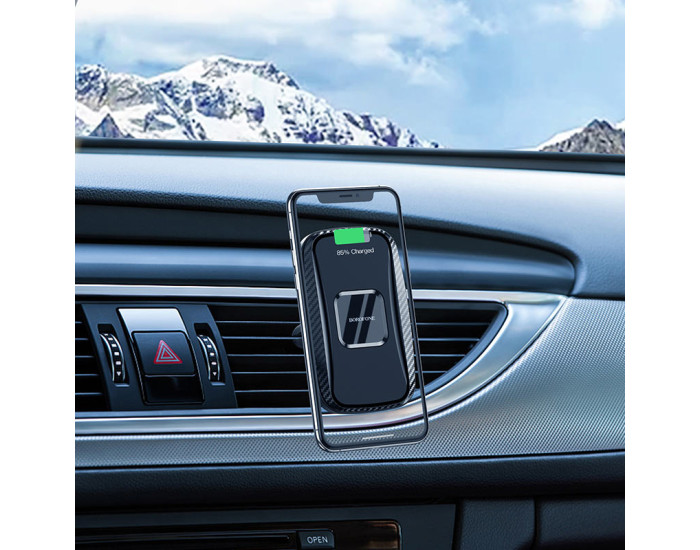 Автотримач магнітний з безпровідний зарядкою Borofone BH35 (Wireless Charger) (Чорний / Black)