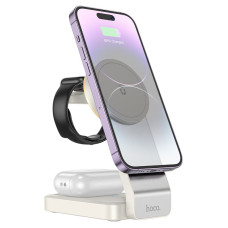Беспроводная зарядка Hoco CQ3 Motorcycle 3-in-1 Wireless Fast Charger White