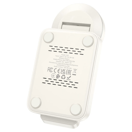 Бездротова зарядка Hoco CQ3 Motorcycle 3-in-1 Wireless Fast Charger White