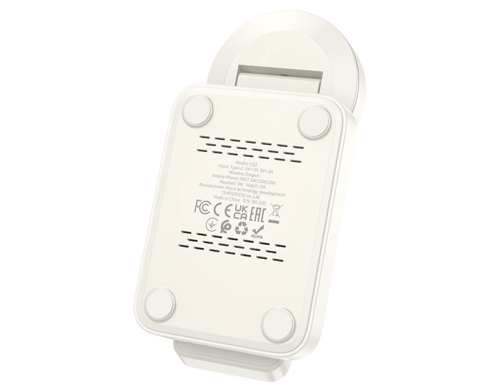 Бездротова зарядка Hoco CQ3 Motorcycle 3-in-1 Wireless Fast Charger, White