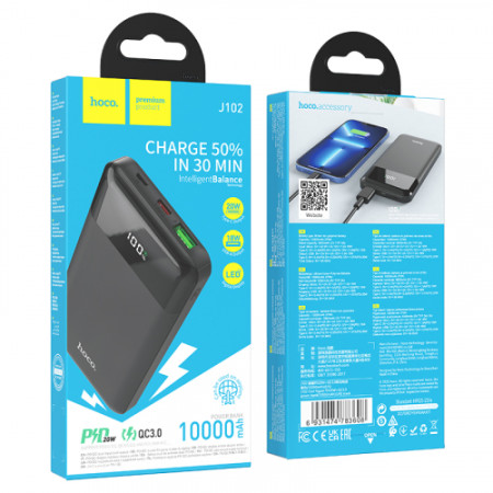 Портативная батарея (Power Bank) Hoco J102 Cool Figure 10000mAh (PD+QC3.0) Black