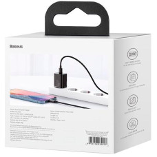 Мережеве зарядний пристрій Baseus 1Type-C Super Si 20W з кабелем Type-C to Lightning (TZCCSUP-B01) (Чорний  Black)