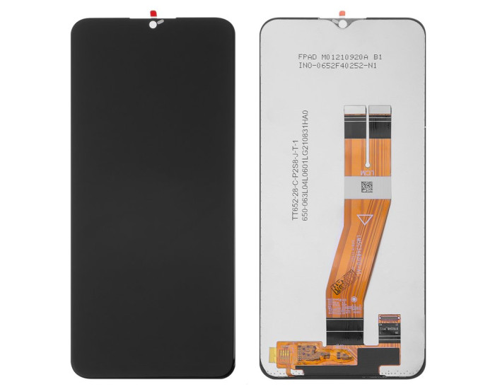 Дисплей з сенсорним екраном (модуль) Samsung A037 A03s, чорний, Жовтий шлейф, переклеювання