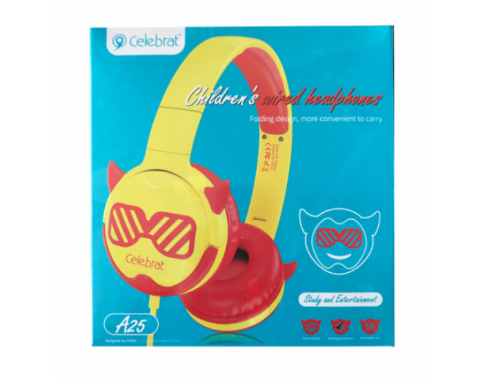Детские наушники 3,5 Celebrat A25 children headset Red