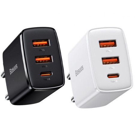 Сетевое зарядное устройство 2USB+Type-C Baseus Compact Quick Charger 30W (EUCCXJ-E01) Black