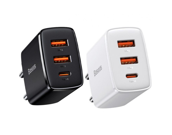 Мережеве зарядний пристрій Baseus Compact Quick Charger 30W (2USB+Type-C) (EUCCXJ-E01) Black
