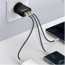 Мережеве зарядний пристрій Baseus Compact Quick Charger 30W (2USB+Type-C) (EUCCXJ-E01) Black