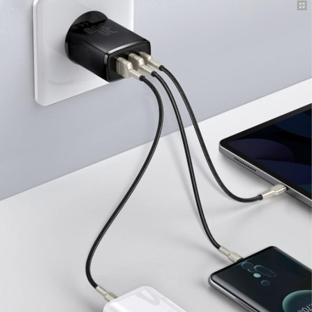 Сетевое зарядное устройство 2USB+Type-C Baseus Compact Quick Charger 30W (EUCCXJ-E01) Black