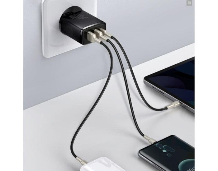 Мережеве зарядний пристрій Baseus Compact Quick Charger 30W (2USB+Type-C) (EUCCXJ-E01) Black