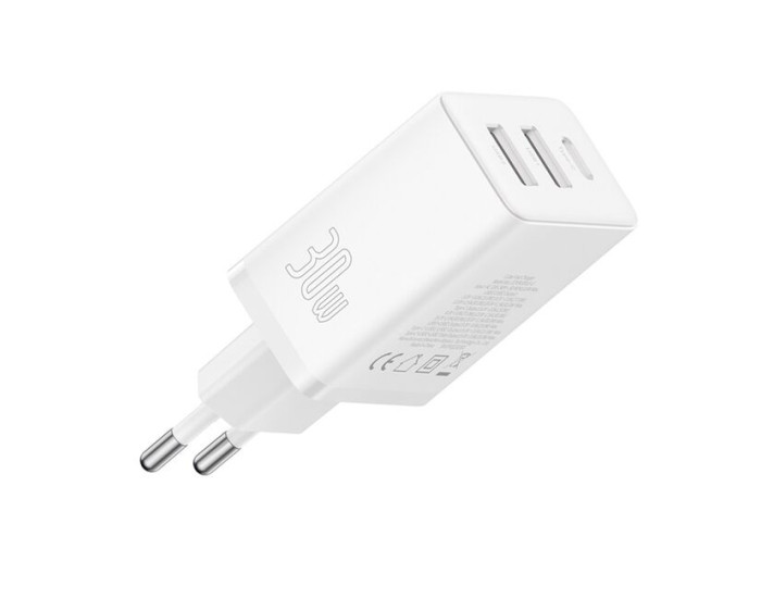 Мережеве зарядний пристрій Baseus Cube Fast Charger 2U+C 30W EU Cluster (P10111402213-00) Білий