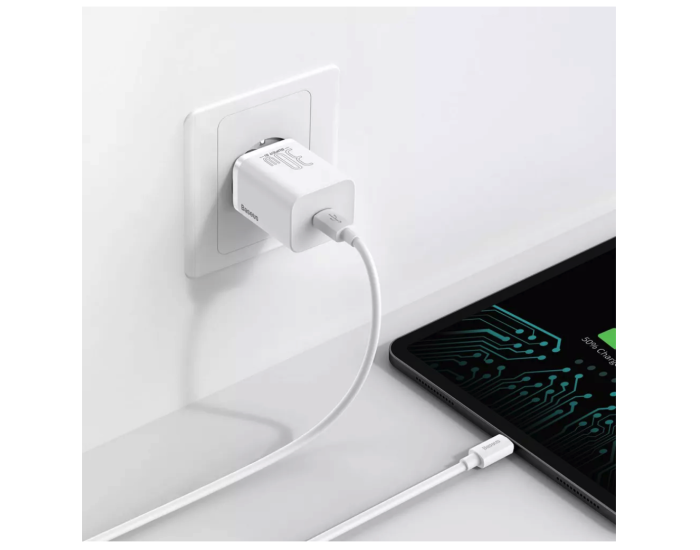 Мережеве зарядний пристрій Baseus Cube Fast Charger (Type-C+USB-A) 30W EU Cluster (P10111404213-00) (Білий  White)