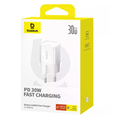 Сетевое зарядное устройство Baseus GaN5S 30W 1Type-C (P10162504213-00) White