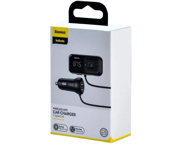 Автомобильный FM-Модулятор Baseus T-Typed S16 Bluetooth MP3/Charger (CCTM-E01) Black