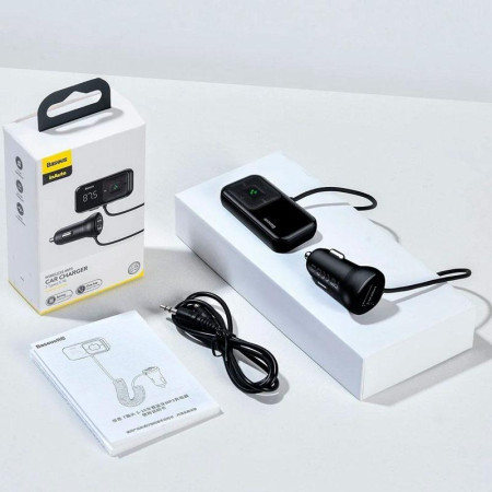 Автомобильный FM-Модулятор Baseus T-Typed S16 Bluetooth MP3/Charger (CCTM-E01) Black (Класс А)