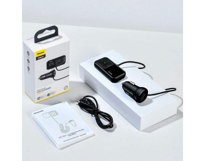 Автомобильный FM-Модулятор Baseus T-Typed S16 Bluetooth MP3/Charger (CCTM-E01) Black