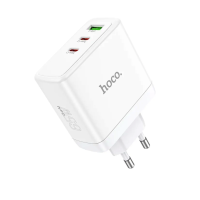 Сетевое зарядное устройство Hoco N30 Glory (GaN/65W/1USB-A/USB-C/USB-C) (Белый / White)