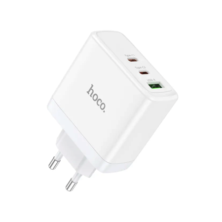 Сетевое зарядное устройство Hoco N30 Glory (GaN/65W/1USB-A/USB-C/USB-C) (Белый / White)