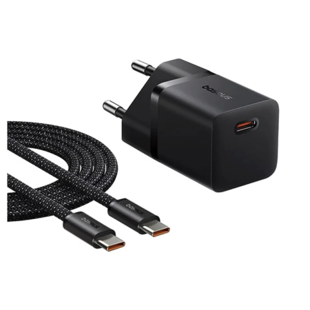 Сетевое зарядное устройство Baseus GaN5 Fast Charger (mini) 1C 25W с кабелем Type-C to Type-C (P10110909113) (Cluster Black)
