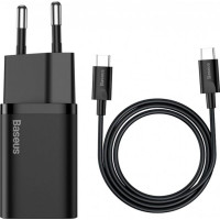 Сетевое зарядное устройство 1Type-C Baseus Super Si 25W с кабелем Type-C to Type-C 1m (TZCCSUP-L01) Черный (Класс B)