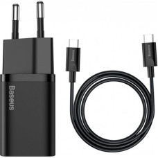 Сетевое зарядное устройство 1Type-C Baseus Super Si 25W с кабелем Type-C to Type-C 1m (TZCCSUP-L01) Черный (Класс B)