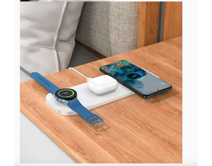 Беспроводная зарядка Hoco CQ6 Power 3-in-1 Wireless Fast Charger(SAM Watch) White