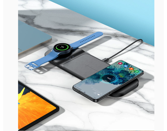 Беспроводная зарядка Hoco CQ6 Power 3-in-1 Wireless Fast Charger(SAM Watch) Black