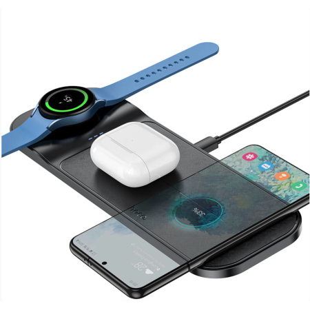 Беспроводная зарядка Hoco CQ6 Power 3-in-1 Wireless Fast Charger(SAM Watch) Black
