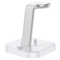 Беспроводное зарядка Hoco CW43 Graceful 3-in-1 (MagSafe/AppleWatch) Charger, (Белый / White)