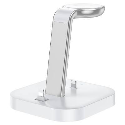 Беспроводное зарядка Hoco CW43 Graceful 3-in-1 (MagSafe/AppleWatch) Charger, (Белый / White)