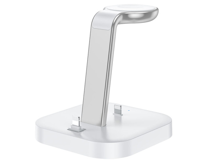 Бездротове зарядка Hoco CW43 Graceful 3-in-1 (MagSafe/AppleWatch) Charger, (Білий / White)