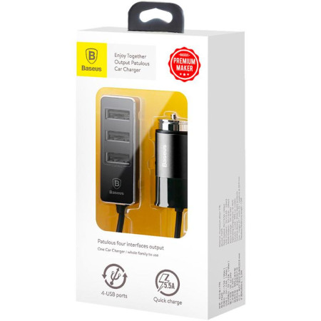 Автомобильное зарядное устройство Baseus Enjoy Together QC 4USB (CCTON-01) (5.5A), (Черный / Black)
