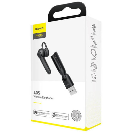Бездротова Bluetooth гарнітура Baseus A05 Black