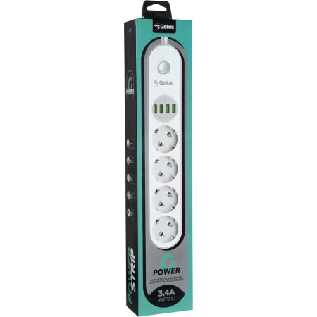 Сетевой фильтр Gelius Pro PowerStrip G-Power На 4 розетки и 4USB (2м) (GP-PS-001) (Белый / White)