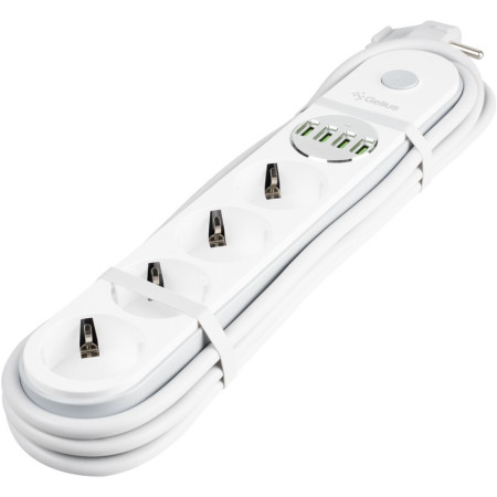 Сетевой фильтр Gelius Pro PowerStrip G-Power На 4 розетки и 4USB (2м) (GP-PS-001) (Белый / White)