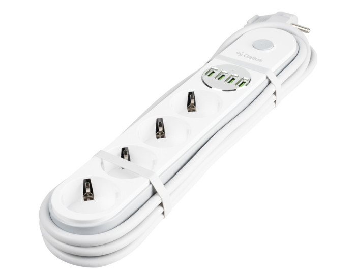 Сетевой фильтр Gelius Pro PowerStrip G-Power На 4 розетки и 4USB (2м) (GP-PS-001) (Белый / White)