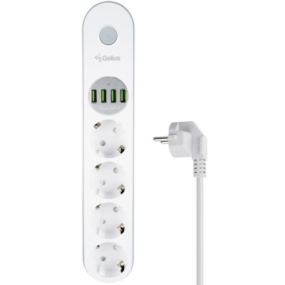 Мережевий фільтр Gelius Pro PowerStrip G-Power на 4 розетки и 4USB (2м) (GP-PS-001) (Білий / White)