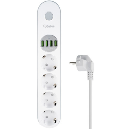 Сетевой фильтр Gelius Pro PowerStrip G-Power На 4 розетки и 4USB (2м) (GP-PS-001) (Белый / White)